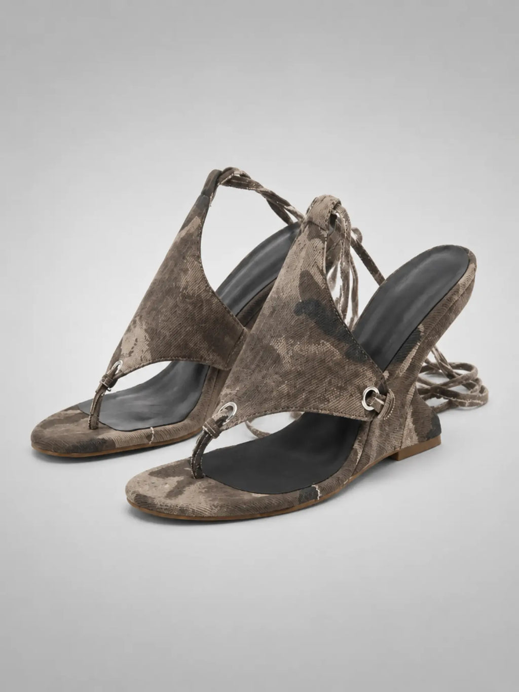 Women's Taupe Slingback Wedge Sandals – Open-Toe Heels in taupe, hover view