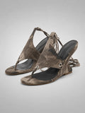 Women's Taupe Slingback Wedge Sandals – Open-Toe Heels in taupe, hover view
