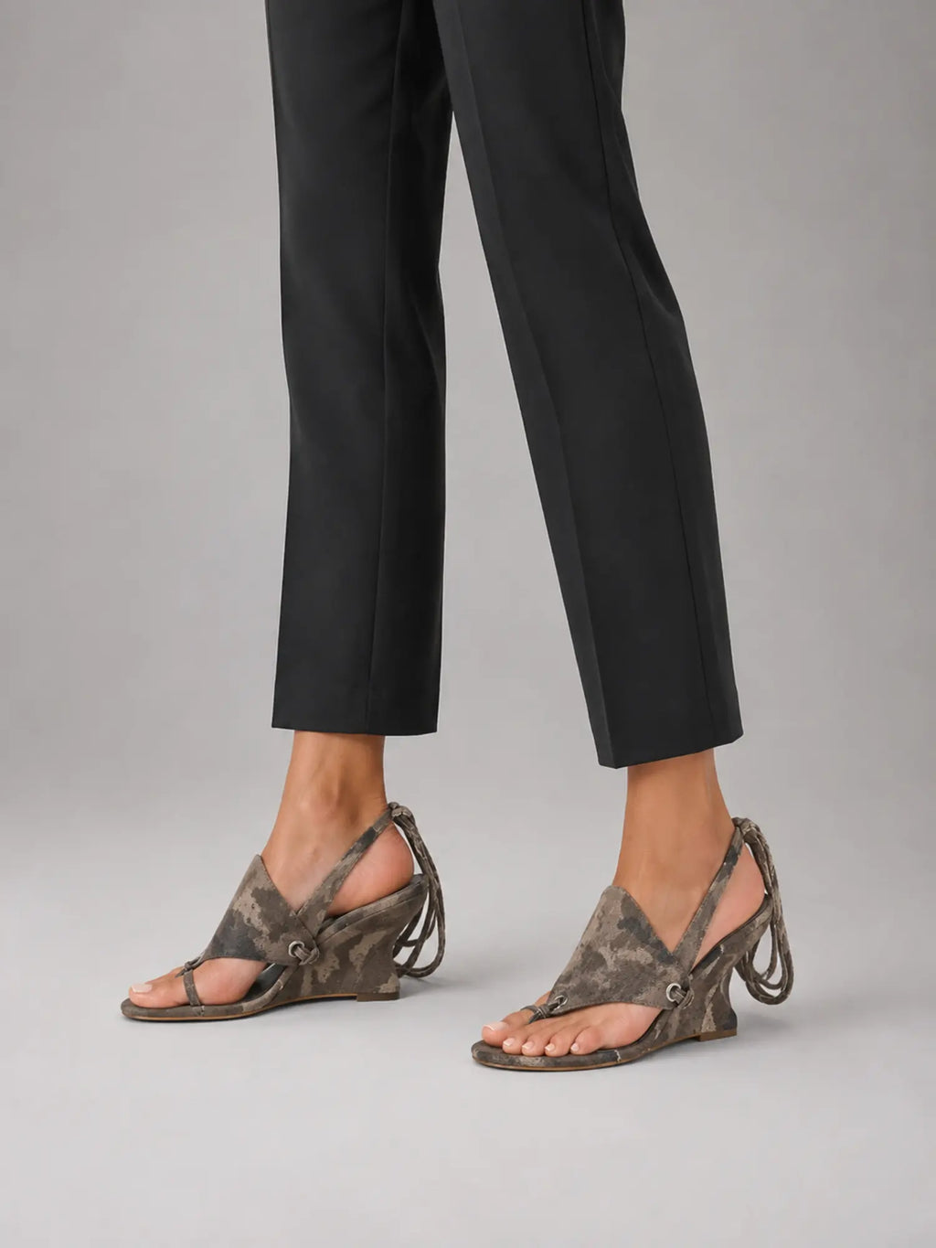 Women's Taupe Slingback Wedge Sandals – Open-Toe Heels in taupe, lifestyle view