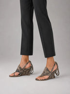 Women's Taupe Slingback Wedge Sandals – Open-Toe Heels in taupe, lifestyle view