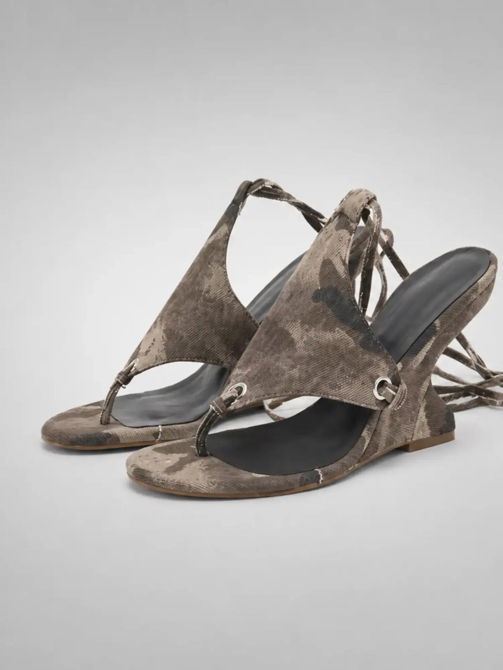 Women's Taupe Slingback Wedge Sandals – Open-Toe Heels in taupe, main view