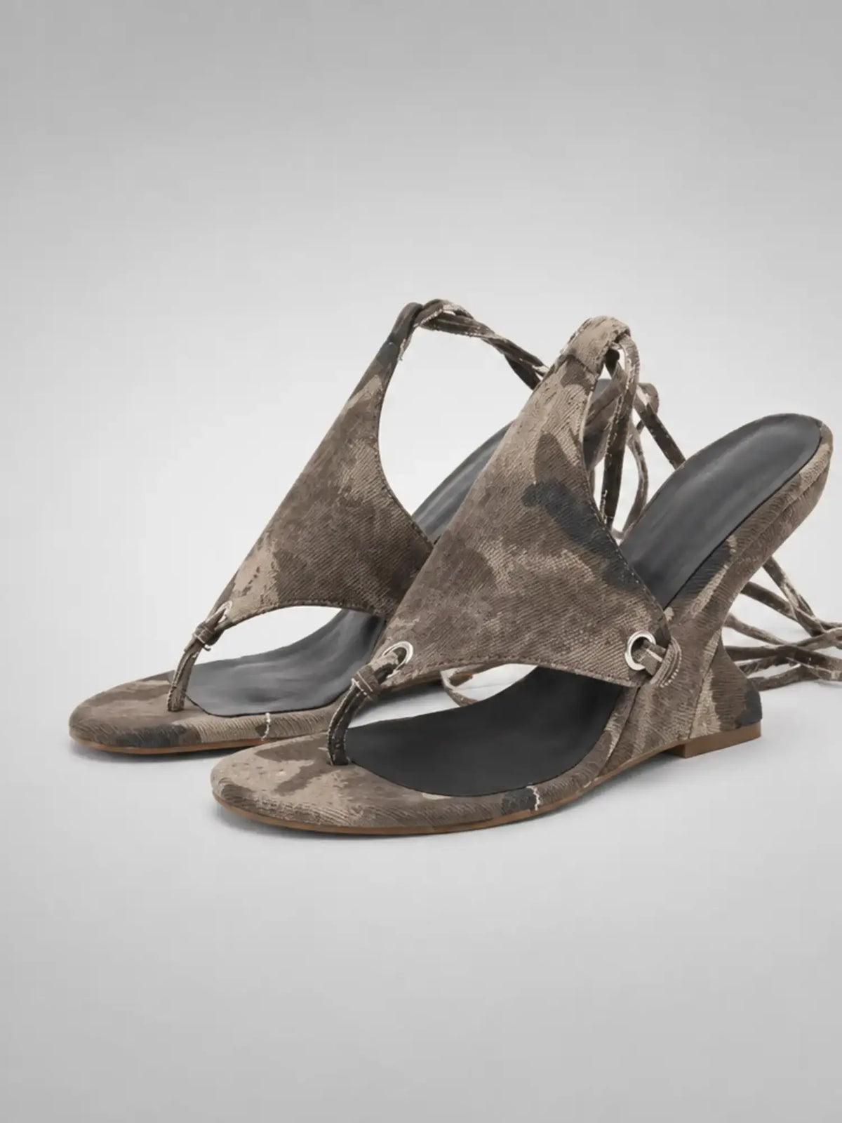 Women's Taupe Slingback Wedge Sandals – Open-Toe Heels in taupe, main view