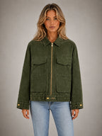Women's Suede-Look Utility Jacket – Relaxed Casual Outerwear