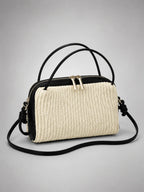 Women's Woven Box Bag – Compact Crossbody Handbag in cream, hover view