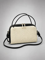 Women's Woven Box Bag – Compact Crossbody Handbag in cream, main view