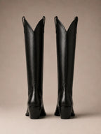 Women's Western Knee-High Boots – Pointed Toe in Black – Back view