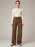 Women's Wide Leg Jeans – High Waisted Brown Denim in Brown – Main view