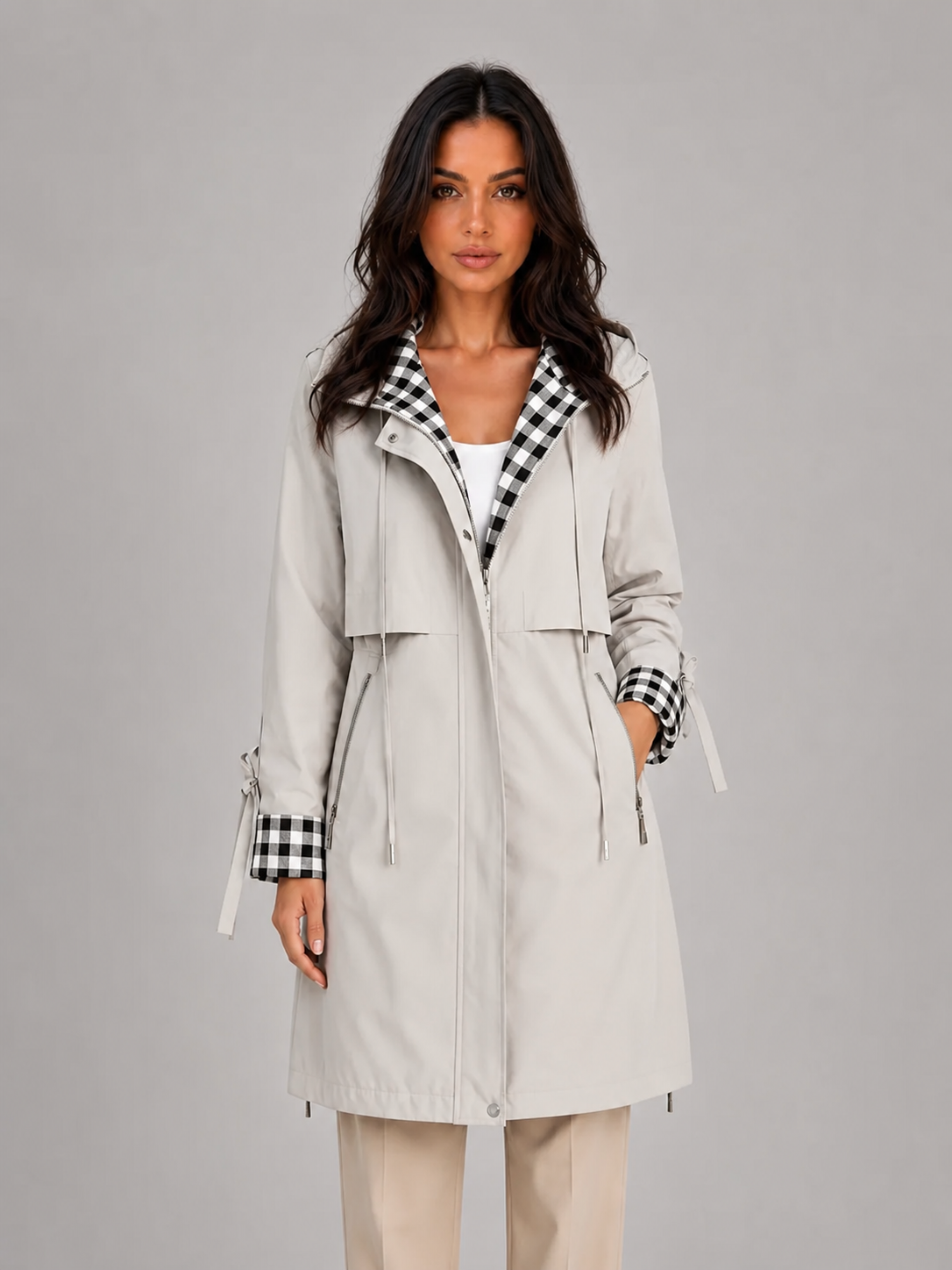 Women's Hooded Longline Parka Coat – Zip Up Lightweight Jacket