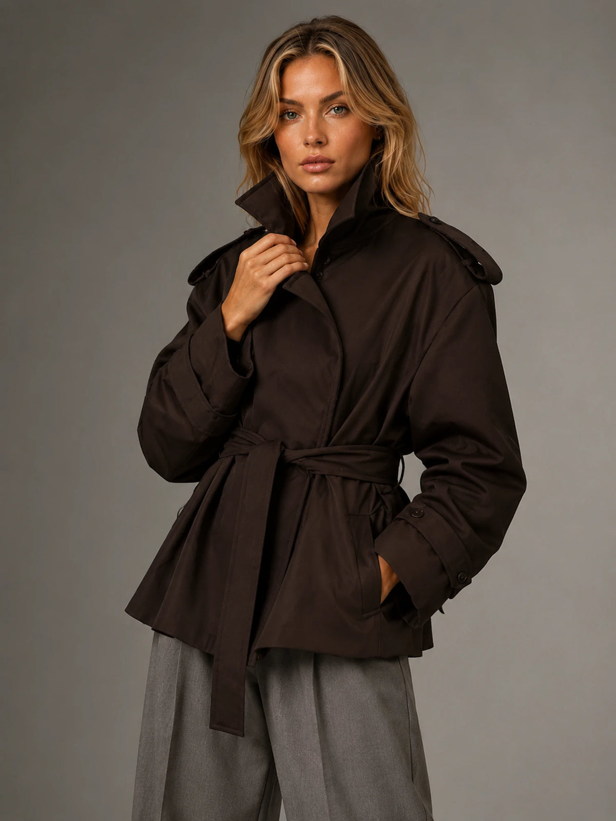 Women's Cropped Trench Jacket – Tailored Short Coat