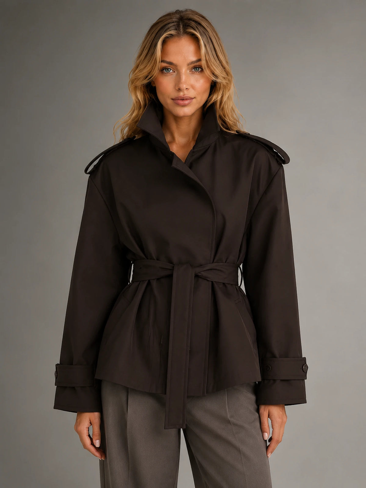 Women's Cropped Trench Jacket – Tailored Short Coat