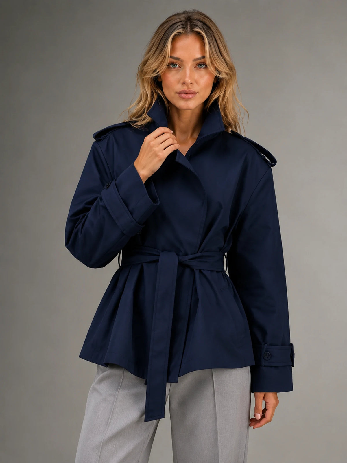 Women's Cropped Trench Jacket – Tailored Short Coat