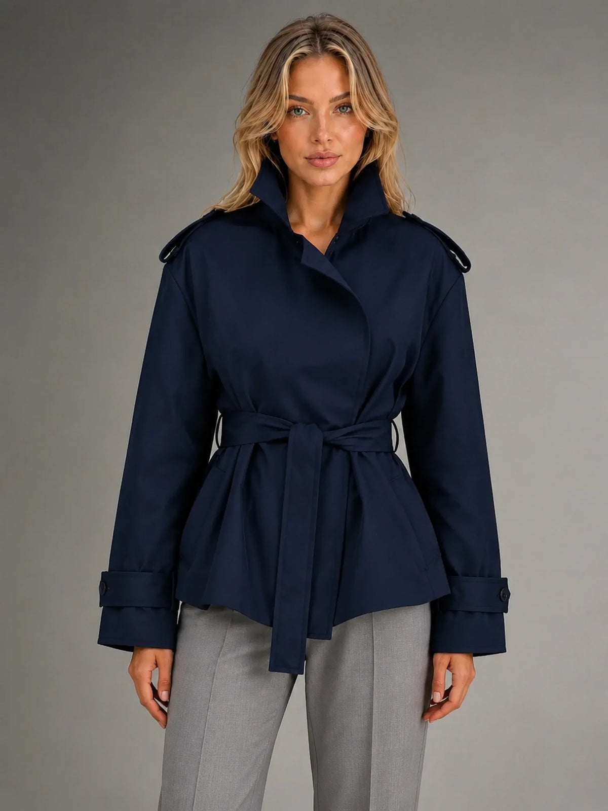 Women's Cropped Trench Jacket – Tailored Short Coat