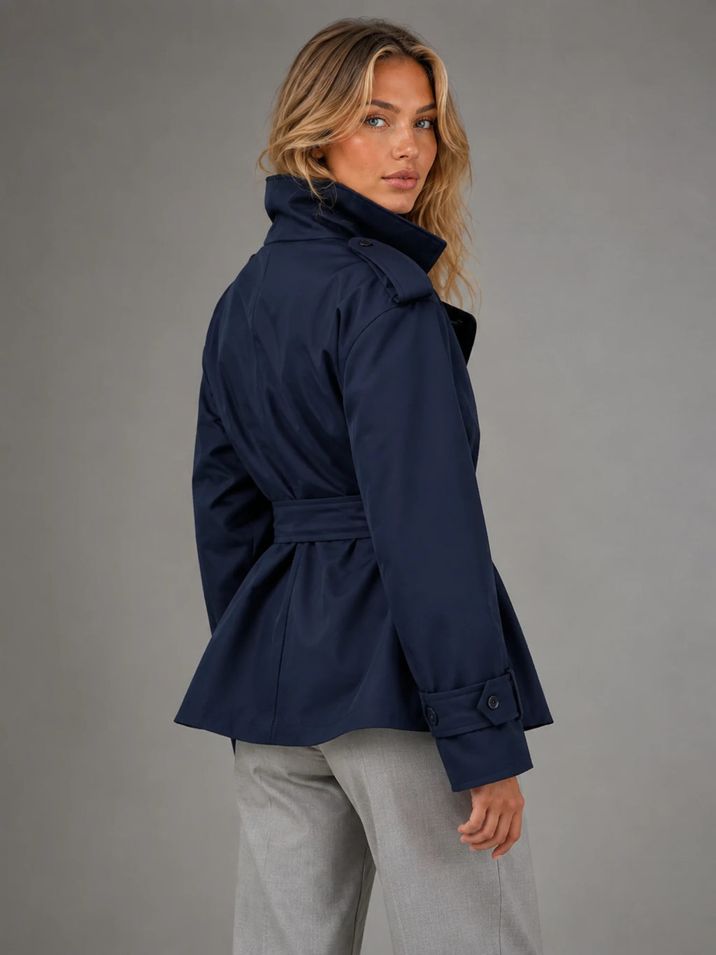 Women's Cropped Trench Jacket – Tailored Short Coat