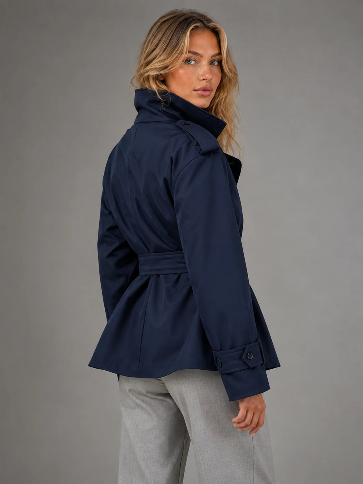 Women's Cropped Trench Jacket – Tailored Short Coat