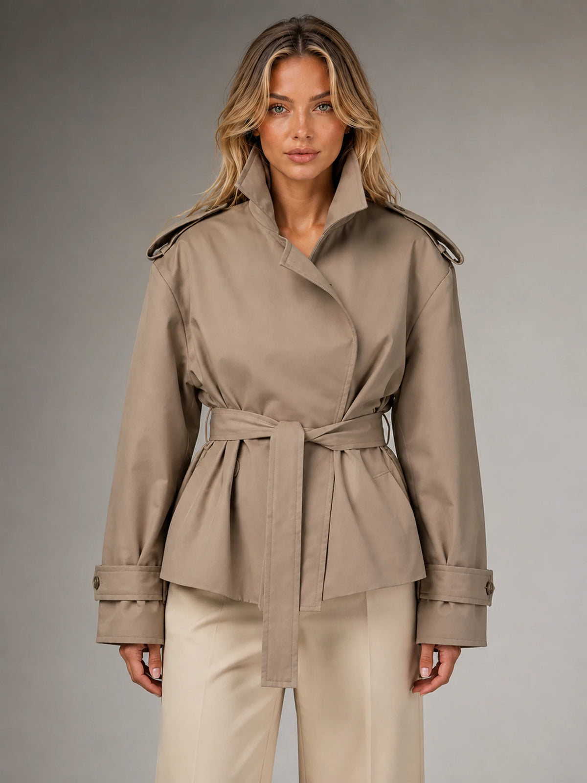 Women's Cropped Trench Jacket – Tailored Short Coat