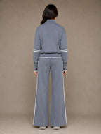 Women's Half-Zip Lounge Set – Relaxed Wide Leg Style in Dark Grey – Back view