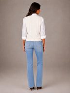 Women's Cable Knit Sweater Vest – Sleeveless V-Neck in Ivory – Back view