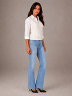 Women's Cable Knit Sweater Vest – Sleeveless V-Neck in Ivory – Side view