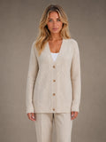Women's Cable Knit Cardigan – Soft V-Neck Button Front in Beige – Main view