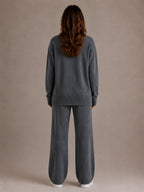 Women's Oversized Lounge Set – Roll Neck & Wide Leg in Dark Grey – Back view