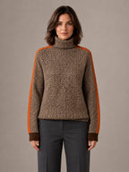 Women's Herringbone Jumper – Soft Knit Turtleneck in Orange – Main view
