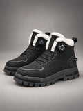 Women's Buckle Snow Boots – Warm Lined Ankle in Black — front view