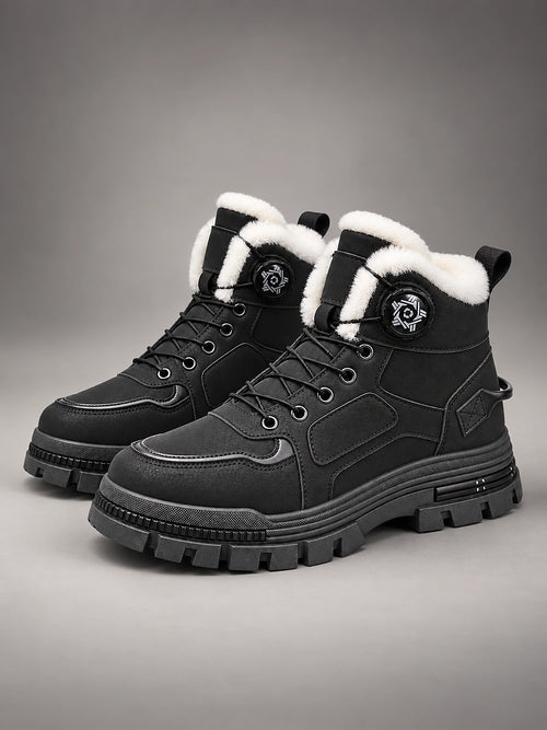 Women's Buckle Snow Boots – Warm Lined Ankle in Black — front view