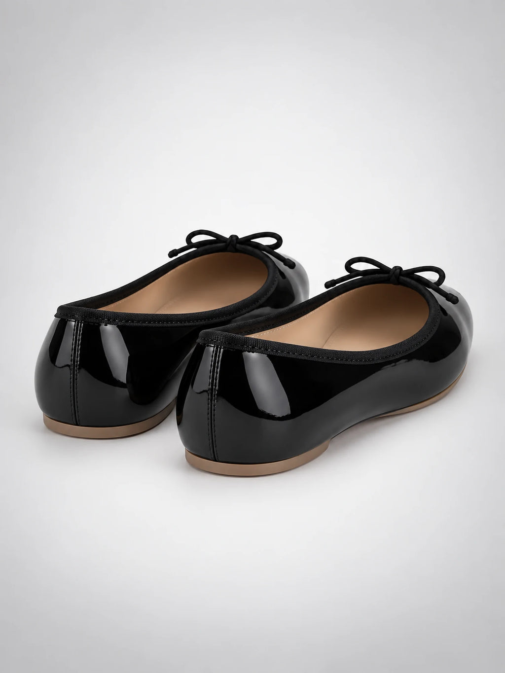 Women's Bow Ballet Flats – Soft Round Toe in Black — side view