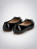 Women's Bow Ballet Flats – Soft Round Toe in Black — side view