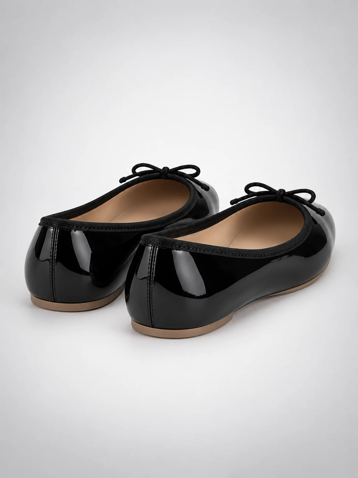 Women's Bow Ballet Flats – Soft Round Toe in Black — side view