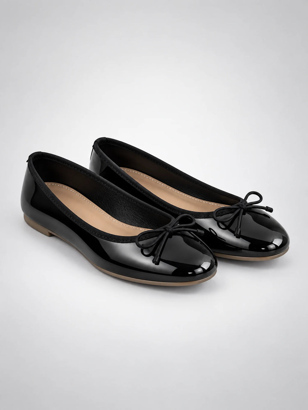 Women's Bow Ballet Flats – Soft Round Toe in Black — hover view