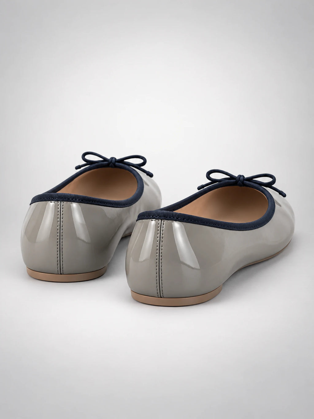 Women's Bow Ballet Flats – Soft Round Toe in Blue/Navy — back view