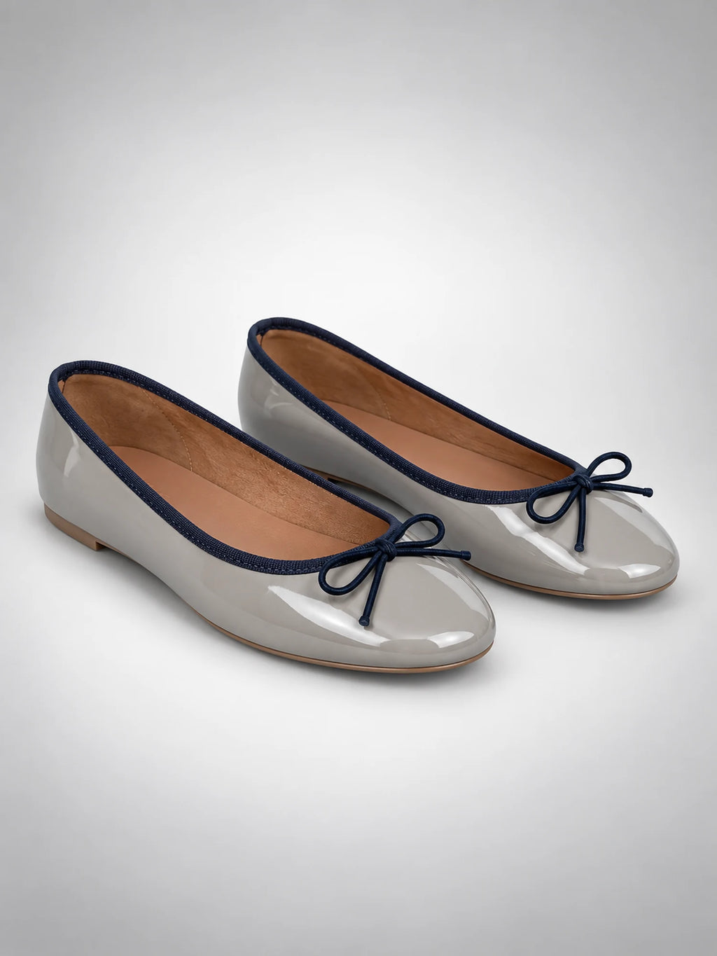 Women's Bow Ballet Flats – Soft Round Toe in Blue/Navy — back view