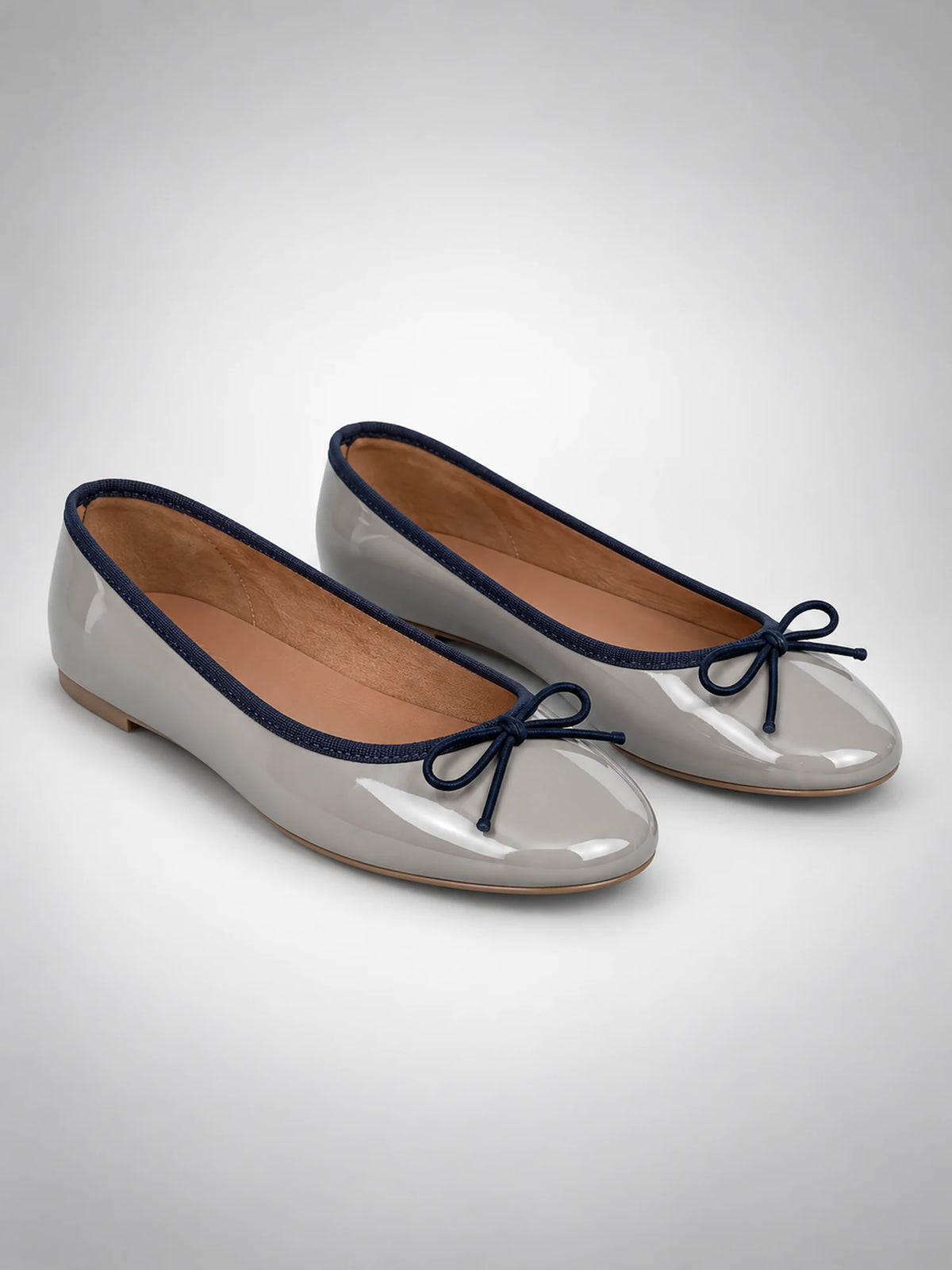 Women's Bow Ballet Flats – Soft Round Toe in Blue/Navy — back view