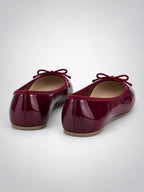 Women's Bow Ballet Flats – Soft Round Toe in Burgundy — back view