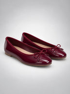 Women's Bow Ballet Flats – Soft Round Toe in Burgundy — back view