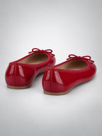 Women's Bow Ballet Flats – Soft Round Toe in Red — back view