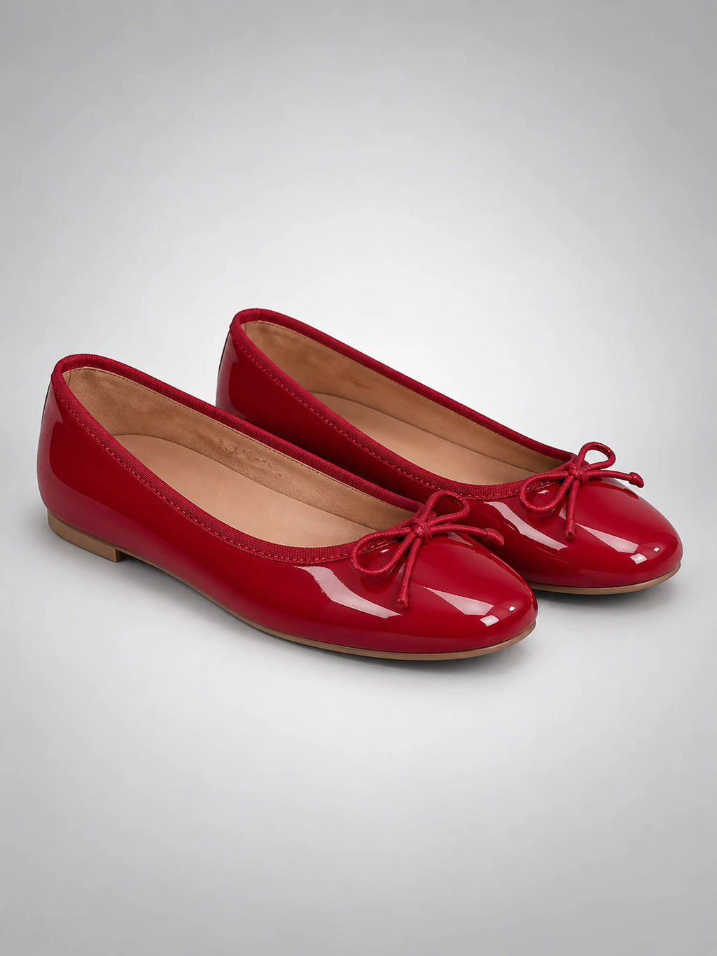 Women's Bow Ballet Flats – Soft Round Toe in Red — back view