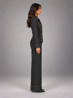 Women's Charcoal Denim Utility Set – Shirt & Trousers in Charcoal — side view