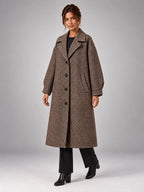 Women's Check Wool Blend Coat – Longline Belted in Check — alternate view