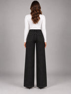 Women's Wide-Leg Jeans – Clean Hem in Black — back view