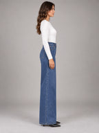 Women's Wide-Leg Jeans – Clean Hem in Denim Blue — side view