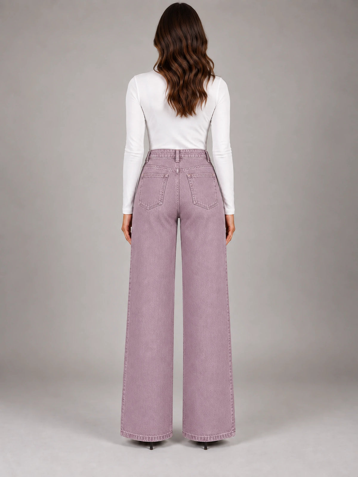 Women's Wide-Leg Jeans – Clean Hem in Lilac — back view