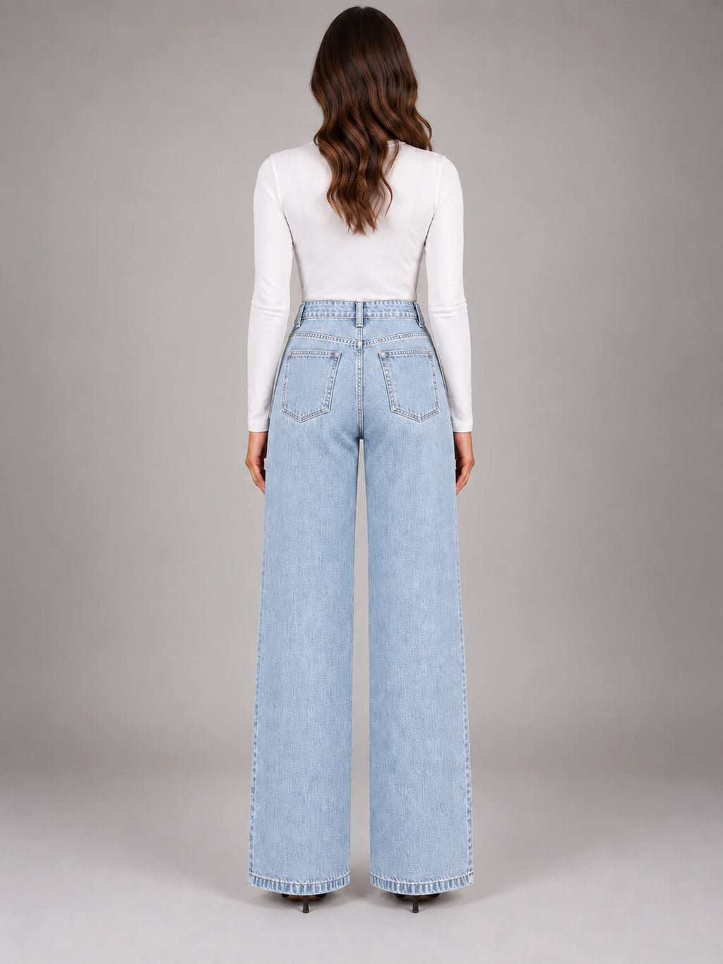 Women's Wide-Leg Jeans – Clean Hem in Pale Blue — back view