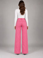 Women's Wide-Leg Jeans – Clean Hem in Pink — back view