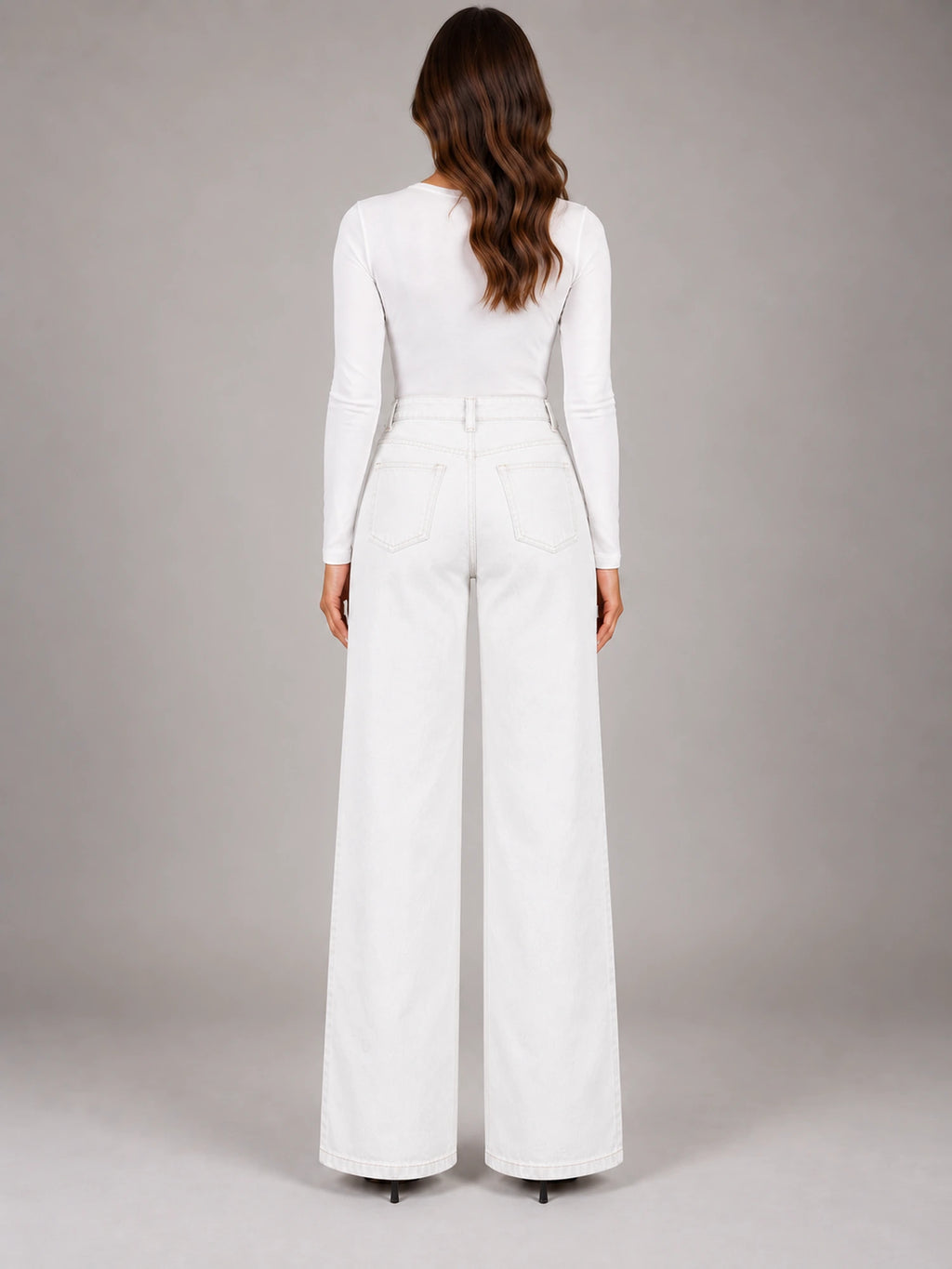 Women's Wide-Leg Jeans – Clean Hem in White — back view