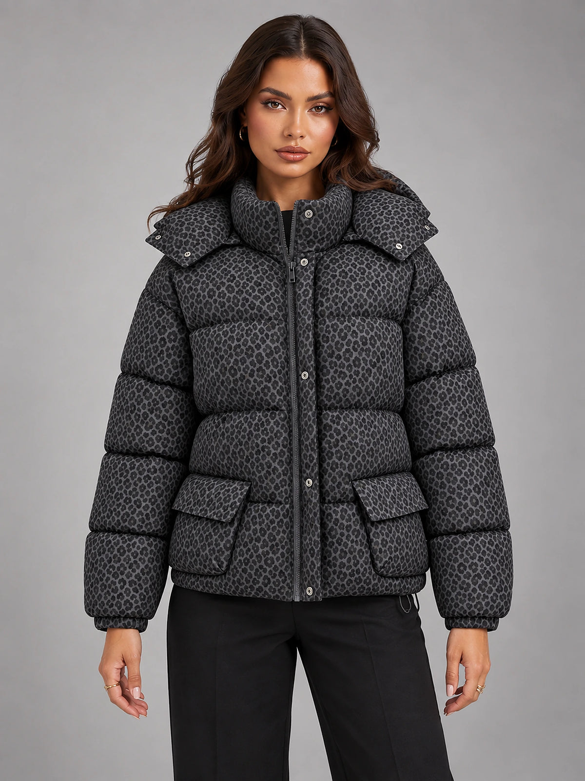 Women's Cropped Puffer Jacket – Quilted Stand Collar