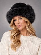 Women's Faux Fur Bucket Hat – Fluffy Winter Hat in Black — alternate view