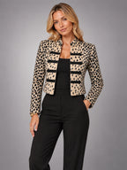 Women's Faux Fur Coat – Lapel Collar Single-Breasted in Light Leopard — alternate view