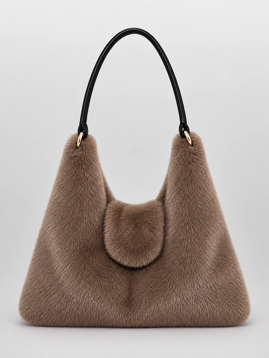 Women's Faux Fur Tote Bag – Fluffy Shoulder Bag in Coffee — alternate view